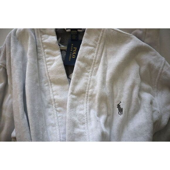 Polo Ralph Lauren P299RL AXKL Men's Sz L/XL White Pony Logo Velour Robe - Picture 4 of 10